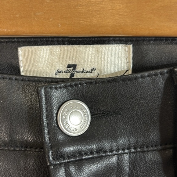 7 for All Mankind | Revolve | Faux Leather Easy Slim Pant Black High Rise - Picture 4 of 10